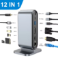 12-in-1 USB Type-C Docking Station – 100W PD | 4K HDMI | VGA | Ethernet | USB 3.0 | SD/TF | Audio | Aluminum Grey